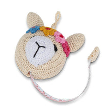 Load image into Gallery viewer, Ivory llama retractable 60" tape measure with flower crown, 2.5" diameter