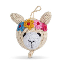 Load image into Gallery viewer, Ivory llama retractable 60" tape measure with flower crown, 2.5" diameter