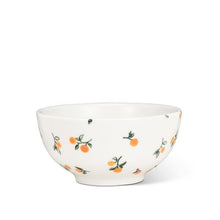 Load image into Gallery viewer, White bone china orange sprig tabletop collection with matching appetizer plate and snack bowl