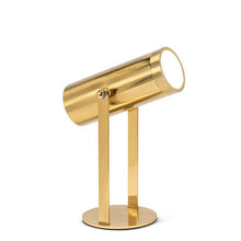 Load image into Gallery viewer, Gold pivot spotlight LED table lamp with adjustable head and touch dimmer