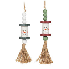Load image into Gallery viewer, Spool Snowman Ornaments, Set of 2