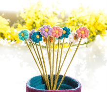 Load image into Gallery viewer, Pompom Daisy Stems, Set of 6
