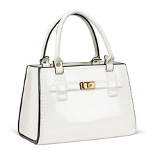 Load image into Gallery viewer, Handbag-shaped ceramic vase with faux leather handle and chic hardware-style detail, available in white, black, and pink
