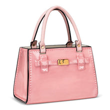 Load image into Gallery viewer, Handbag-shaped ceramic vase with faux leather handle and chic hardware-style detail, available in white, black, and pink
