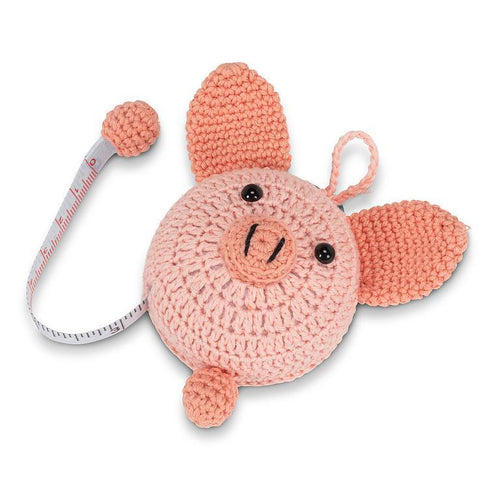 Pink piglet tape measure with retractable 60-inch tape