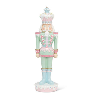 Cupcake Crown Nutcracker—pastel holiday figurine with cupcake hat and candy details, 18 inches tall