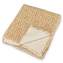 Load image into Gallery viewer, Yellow cotton throw blanket with white daisy floral pattern and soft textured reverse
