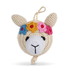 Ivory llama retractable 60" tape measure with flower crown, 2.5" diameter