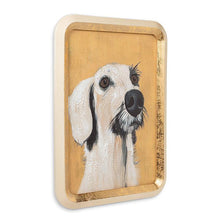Load image into Gallery viewer, Gold-framed wall art featuring a painted dog portrait on a warm golden background
