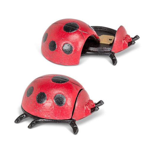 Cast-iron red ladybug key keeper with lift-off shell revealing hidden compartment, 4