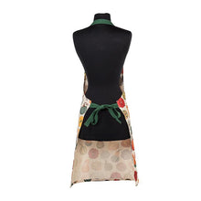 Load image into Gallery viewer, White cotton apron with painterly gourds pattern and green straps
