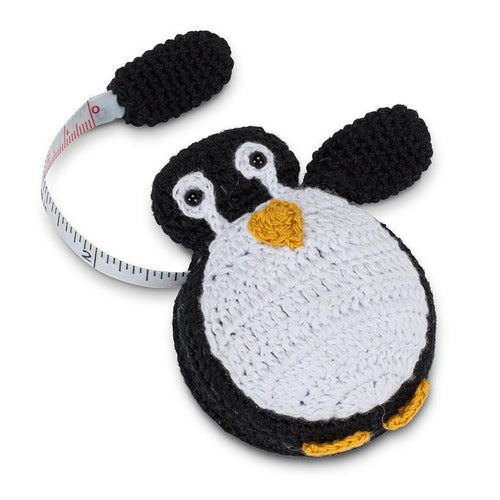 Black and white penguin tape measure with retractable 60-inch tape