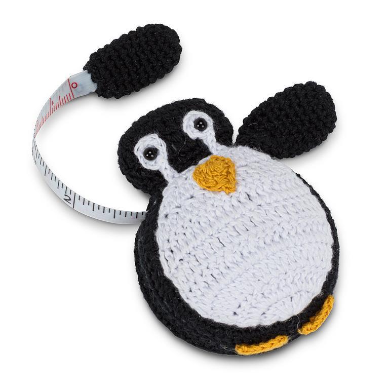 Black and white penguin tape measure with retractable 60-inch tape