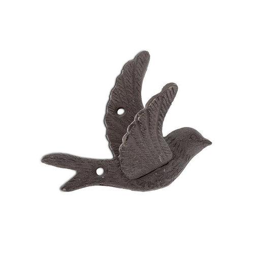 Cast-iron bird in mid-flight wall hook, dark brown/bronze finish, 4.5