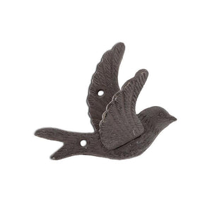 Cast-iron bird in mid-flight wall hook, dark brown/bronze finish, 4.5" long.