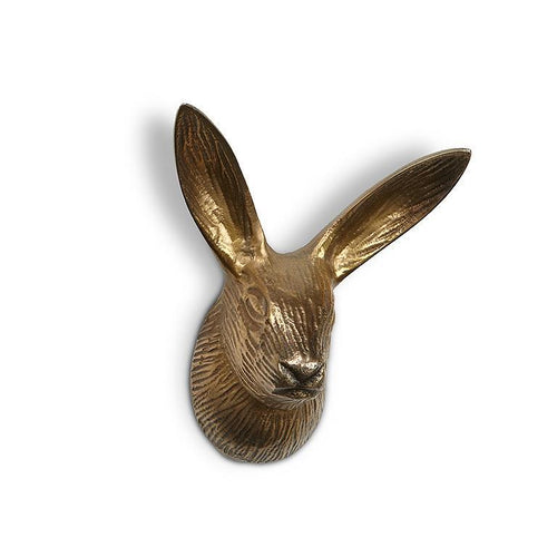 Antique-brass rabbit wall hook with long ears