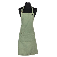 Load image into Gallery viewer, Green cotton canvas apron with adjustable straps and front pocket
