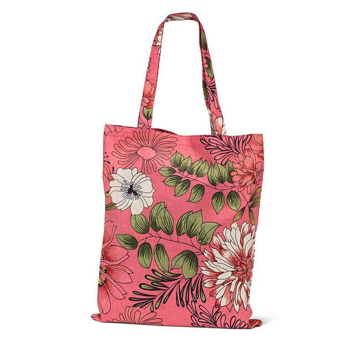 Marigold Market Tote – A printed cotton tote with a chrysanthemum design, perfect for shopping, books, and everyday essentials