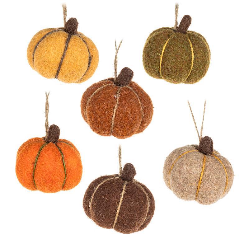 Charming Mini Pumpkin Ornaments, Set of 6